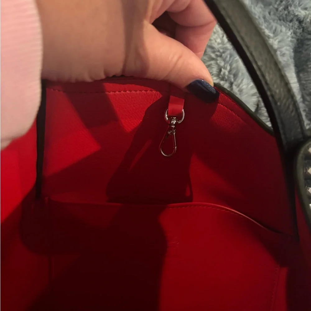 Christian Louboutin Black Leather Tote with Signature Red Trim - Picture 6 of 13